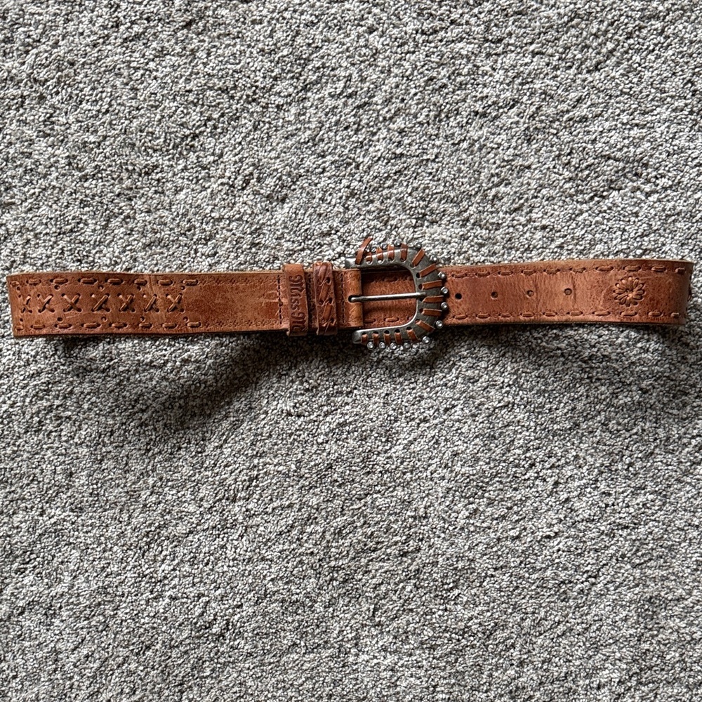 Miss Me Rhinestone Leather Belt